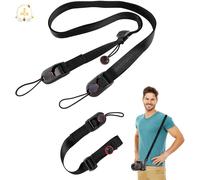 Sangle Appareil Photo,2 Pcs Courroie d'Appareil Photo,Bandoulière Appareil Photo,Dragonne Courroie,Longueur Réglable,Sangle Universelle et Ergonomique,Idéal pour des Appareils Photo Reflex(Noir)