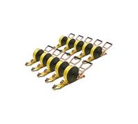VEVOR Sangle d'arrimage à cliquet 5 cm x 9 m – lot de 10 – crochet double J – 4536 kg – noir/jaune