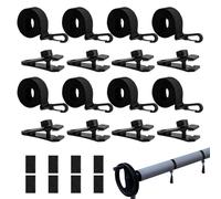 Sangle Couverture Piscine, 24 Pièces Kit De Fixation D'enrouleur De Couverture Solaire De Piscine avec 8 Sangles avec Crochets, 8 Clips Et 8 Attaches Tactiles, Sangles De Couverture De Piscine