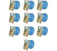 Sangle d’arrimage à cliquet 10 pcs 2 tonnes 6 m x 38 mm Bleu Bleu G