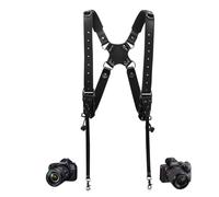Sangle d'appareil photo 4J LEDR,sangle de sac à dos en cuir pour photographes,sangle d'appareil photo double pour hommes et femmes,sangle d'appareil photo DSLR/SLR,libération rapide,petite taille,Noir