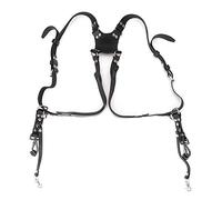 Sangle d'appareil photo en cuir, Double harnais d'épaule, accessoires de photographie pour appareils photo reflex numériques (Épaules-noir)