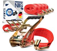 Sangle d'arrimage 8m 5t (2500/5000 daN KG) en Deux Parties | 1 pièce | Sangles de Serrage | 50mm avec cliquet et Crochet 2 Parties Sangles à cliquet 8 mètres TÜV/GS