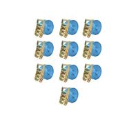 Sangle d'arrimage à cliquet 10 pcs 2 tonnes 6 m x 38 mm Bleu