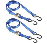 Master Lock 4368EURDAT Sangle d'Arrimage avec Crochets et Cliquet, Bleu, 2m x 25mm Sangle, Pack de 2