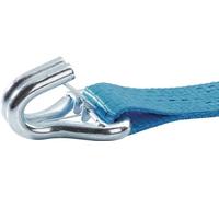 Sangle d'arrimage DIN 12195-2 longueur 8 m largeur 50 mm avec cliquet + crochet pointu avec sécurité LC U 5000 daN