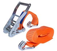 Sangle d'arrimage, sangle à cliquet, sangle d'arrimage avec cliquet | 2 pièces, 5000 daN, double crochet | DIN EN12192-2, GS (5 tonnes, 6 mètres)
