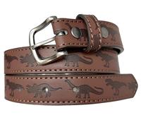 Sangle de ceinture en cuir pour enfants et boucle en métal de 2,5 cm de large avec boutons-pression - Équipement de construction, pelleteuse, bulldozer, dinosaures, T-Rex