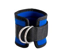 Sangle de cheville avec anneau en D pour cuisse et jambe - Pour haltérophilie et musculation - Bleu