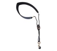 Sangle de cou confortable en cuir pour saxophone soprano, alto, ténor, baryton, basse, clarinette, hautbois, basson avec crochet en métal réglable Blanc (bleu)