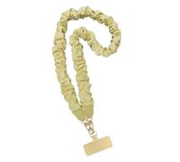 Sangle de cou polyvalente en polyuréthane souple à longueur réglable adaptée aux clés et bandoulière essentielle en cuir PU pour smartphone, Jaune crémeux., L