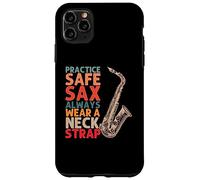 Sangle de Cou Practice Safe Sax Always Wear | Jazz Music Coque pour iPhone 11 Pro Max
