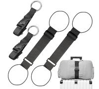 Sangle de Fixation Élastique pour Bagage, 4 Pièces Sangles de Bagage Réglables, Libérez Vos Mains, Accessoires de Voyage pour Sacs, Valises, Noirs
