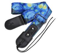Sangle de Guitare Créative Style Peintre, Bandoulière Réglable Bleue | Nylon Extrémités Cuir, Attache Sûre, pour Guitare Acoustique et Folk, Répétitions et Pratique