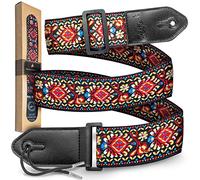 Sangle de guitare, Guitar Strap pour guitare électrique, guitare acoustique, guitare occidentale, basse E et ukulélé pour enfants et adultes, Sangle de guitare avec cuir microfibre + E-BOOK (Colorful)