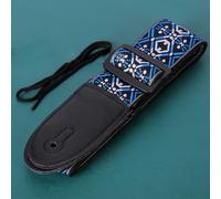 Sangle de guitare réglable brodée pour ukulélé acoustique basse électrique 85-148 cm, nylon coton PU, compatible avec guitares folk et personnalisées