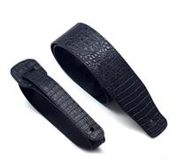 Sangle de guitare réglable en cuir synthétique avec motif gaufré de 6,6 cm de large pour guitares acoustiques et électriques - Sangle d'épaule de 130 à 140 cm de long (noir)