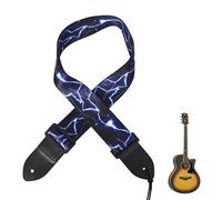 Sangle de Guitare, Sangle de Basse, Bandoulière à Guitare, Sangle de Guitare Réglable avec Extrémité en Cuir, Accessoire de guitare pour guitares acoustiques, classiques, électriques, basses (Bleu)