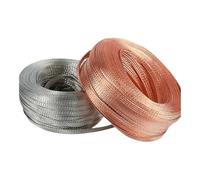 Sangle de Manchon tressée en cuivre étamé 1/2/5M, Fil Connexion 1.5/4/6/10/25/35 mm², Bande Conductrice, Tresse à dessouder, Soudure(Tinned Copper,11MM Width 6MM2-1M)