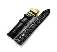 Sangle de montre élégante et élégante pour hommes femmes, bracelet de poignet imperméable en cuir crocodile Les hommes absorbent la gueule de montre adaptée à la peau avec une boucle de déploiement à