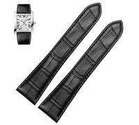 Sangle de montres pour la série de calibre de réservoir Véritable cuir mécanique Regarder des hommes et des femmes 20 mm 22 mm 23 mm 25 mm de montre (couleur: charbon noir, taille: 25 mm)