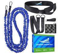 Sangle de Natation pour Piscine - Entraîneur de Natation Professionnel avec résistance réglable de 2,5 à 7,5 m - Ceinture d'entraînement pour Adultes- Entraînement de Piscine sans système (Blue)