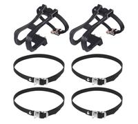 Sangle de Pédale de Vélo Professionnelle Cale-Pied Remplaçable | Plastique et Polyester, Montage Facile, Accessoires Nécessaires Inclus, pour Vtt et Route, Argenté Noir