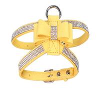 Sangle De Poitrine For Animaux De Compagnie Brillant Strass Conception De Coeur Gilet Harnais Collier De Chien Petit Chien Chiot Chat Laisse En Cuir Fournitures For Animaux De Compagnie ( Color : Yell