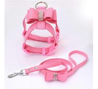 Sangle de Poitrine réglable pour Animaux de Compagnie, Ensemble de Laisse pour Chat, Collier pour Petit Chien, Sangle de Poitrine arrière pour Chien, Fournitures pour Petits Chiens - Rose - S
