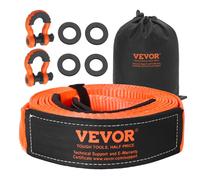 Sangle de Remorquage Récupération Cinétique-VEVOR-76,2 mm x 6,1 m-Résistance à la Rupture 16329 kg-avec Manchons de Protection