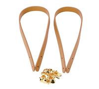 HEEPDD Sangle de Sac, 2 Pcs 25,59 Pouces Poignées de Sac en Cuir à la Main avec des Rivets en Or Clair pour Sac à bandoulière Sac à Main Faisant des Fournitures(Beige)