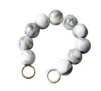 Sangle de sac à main Bracelet en résine acrylique for femmes, accessoire de luxe, blanc, vert, rouge, perles artisanales, poignée remplacement, sangle circulaire, 32.5cm(White)