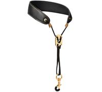 Sangle de Saxophone Réglable en Cuir Noir pour Alto, Ténor, Soprano | Installation Simple, Répartition du Poids, Pratique pour Répétition et Concert, Structure Ajustable, Métal