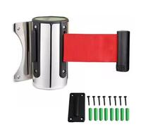 Sangle de sécurité rétractable à fixation murale, Barrière de contrôle des foules rétractable à montage mural multicolore 6,5 à 32 pieds(2M/6.5FT)