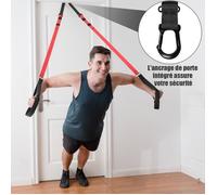 Sangle de Suspension D'exercice, Fitness Kit Musculation Multifonction, 145-200CM Réglable, Supporte 181KG, à l'Intérieur ou Dehors
