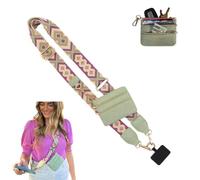 Sangle de téléphone avec pochette à fermeture éclair, clip and go pour téléphone avec sac à bandoulière portefeuille, pochette portefeuille à fermeture éclair, cordon de téléphone réglable pour femme