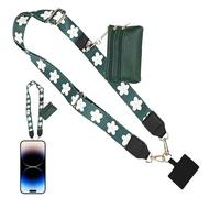 Sangle de téléphone avec pochette portefeuille à fermeture éclair, cordon antivol réglable pour smartphone, 27 x 8 x 0,5 cm, support de sécurité pour la randonnée, les voyages, la marche, la conduite