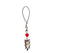 Sangle de téléphone joli breloque de téléphone en forme de cœur et de chat, porte-clés pour femmes et filles, bijoux faits à la main, ornement, à main, accessoire élégant, lanière