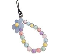 Sangle de téléphone portable - Bracelet en perles - Corde à suspendre - Porte-clés pour téléphone portable - Fleur perlée - Étui de téléphone portable anti-perte - Dragonne de poignet pour fille et