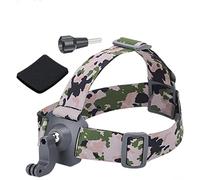 Sangle de tête pour DJI Osmo Action 5 Pro 4 3 GoPro Hero 13 Black 12 11 Insta360 et la plupart des caméras d'action avec adaptateur à vis 6,35 mm (camouflage)