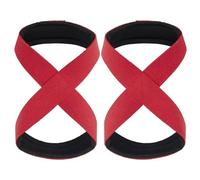 Sangle de Tirage Musculation Lot de 2 sangles poignet rembourrées for haltérophilie, soulevé terre, tractions, barre horizontale, gym, fitness(Red)