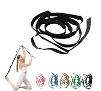 Sangle de yoga à 10 boucles - 190 cm - Bande flexible antidérapante pour entraînement à domicile, pilates, physiothérapie et assistance aux étirements, sangle légère de voyage et de fitness (noir)