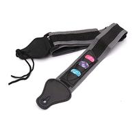 Sangle d'épaule réglable pour guitare basse avec 3 supports de médiators en nylon tressé extrémités en cuir synthétique médiators en celluloïd pour électro-acoustique facile à transporter debout