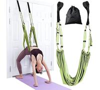 Sangle d'étirement de yoga, réglable en hauteur, étirement de la taille, du dos, pour exercices de porte, entraînement de traction pour rééducation, pilates, danse (vert)