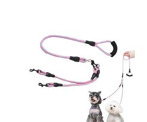 Sangle Double pour Chien Poignée ergonomique rotative 360° anti-torsion | Laisse simple et double pour chien Toutes Tailles Balade Course Camping Plage Jardin Traversée Rivière