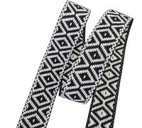 Sangle en coton de 3,8 cm en polyester jacquard 9 m avec poignées de sac plates de rechange pour animal domestique, laisse d'appareil photo, bandoulière (noir)