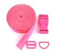 Sangle en Nylon avec Boucle à dégagement Rapide en Plastique, Fermoir de Connexion réglable, Anneau en D pour Sangles de Fixation de Bagages,N Rose - Boucle à 5 Branches,20 mm - 5 mètres