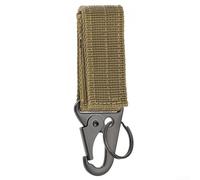 Sangle en nylon avec boucle de ceinture et crochet à clé avec verrou en acier pour camping, randonnée et équipement de plein air (kaki)
