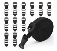 Sangle en nylon de 20 mm x 5 m avec 5 paires de boucles, 2 cm de boucles latérales résistantes pour bricolage, artisanat, sac à dos, cerclage de sac, sangle de fixation pour bagages