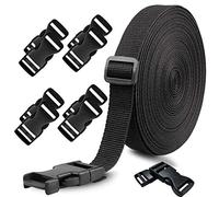 Sangle en nylon de 9,1 m avec 10 ensembles de boucles plates à dégagement latéral et glissières Tri-Glide pour réparation de sangles de bagages et de sacs à dos (3,8 cm)